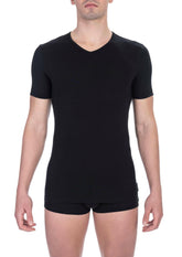 Bikkembergs Black Cotton Men's V-Neck T-Shirt -   -  Bikkembergs.